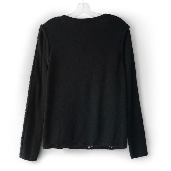 Grid square print black white knit crew sweater - Picture 2 of 4